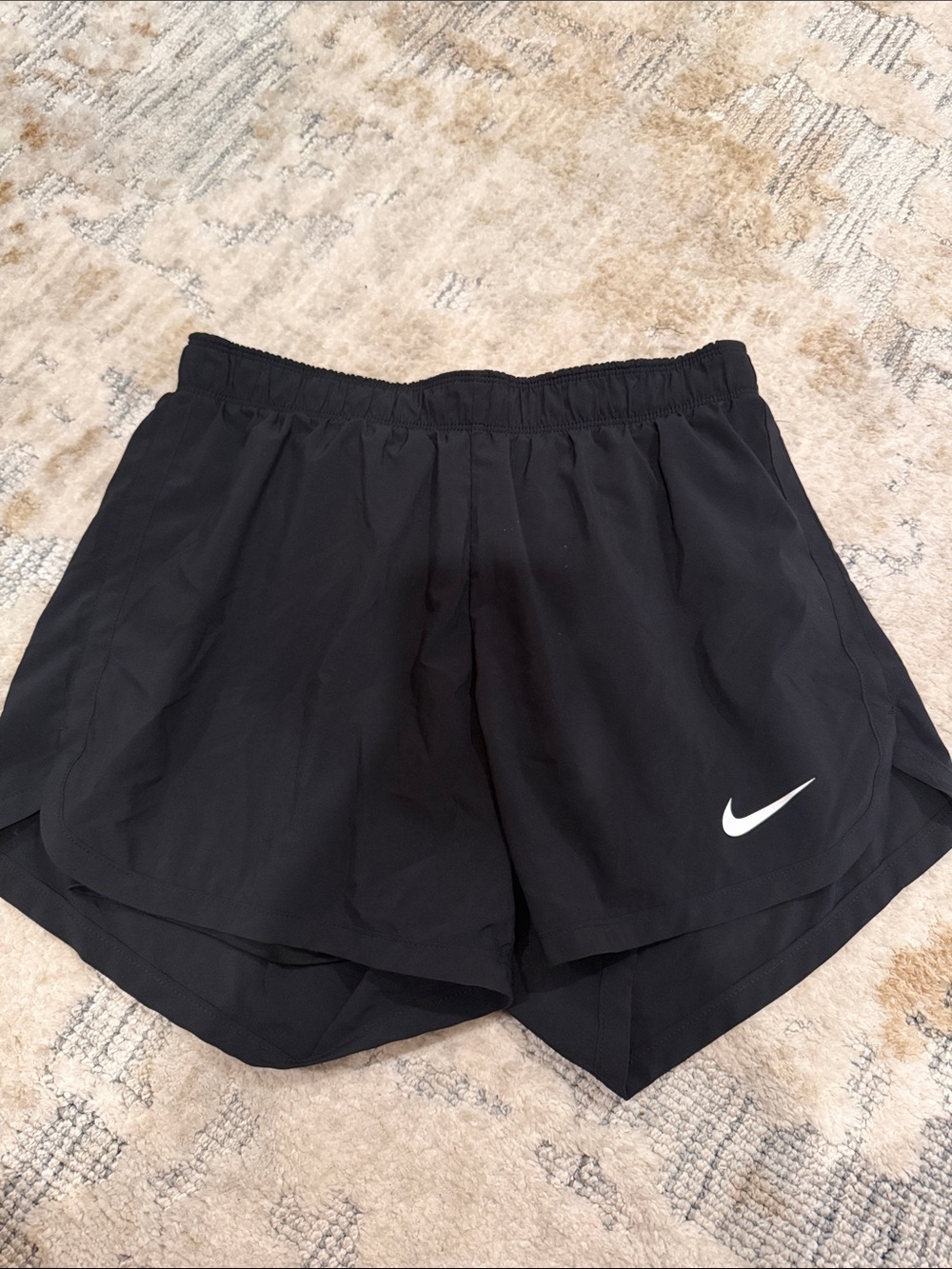 Nike Black Women's 2-in-1 Running Shorts with White Swoosh